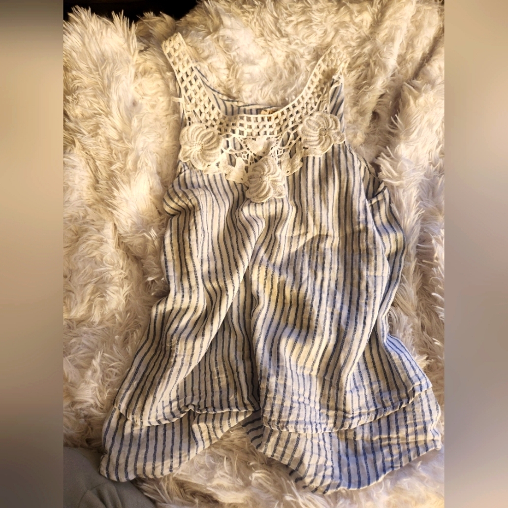 Lana white and blue striped blouse